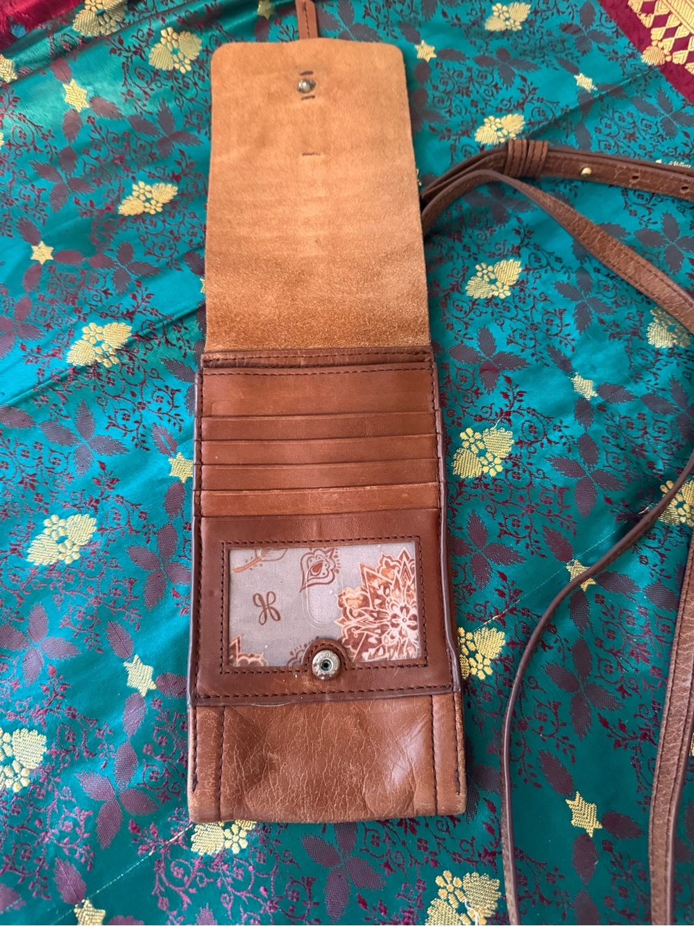 Hobo International Token Leather Smartphone Wallet Crossbody-Caramel - Picture 4 of 6